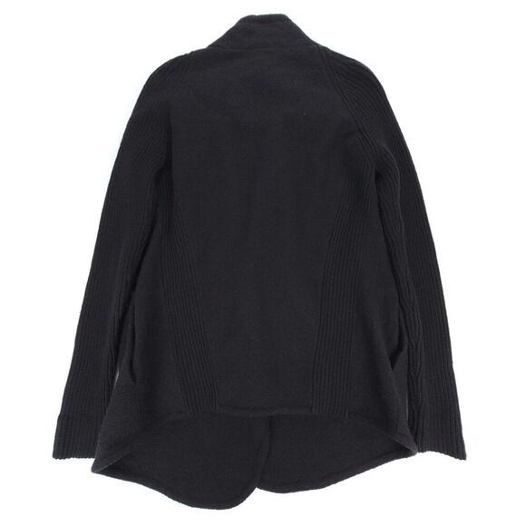 VINCE Wool Shawl Collar Waterfall Cardigan Sweater Quiet Luxury Medium Black - Picture 7 of 7